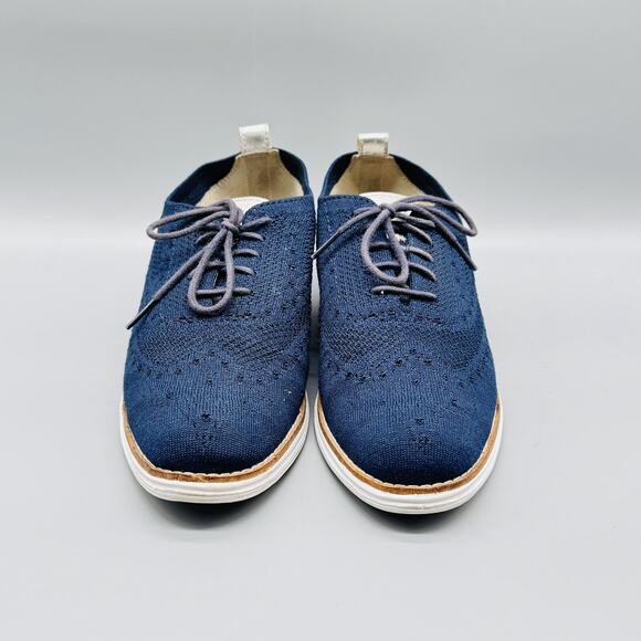 Cole Haan Shoes Womens 9.5 Blue Stitchlite Knit Wingtip Oxford Grand OS Sneakers - Picture 3 of 13